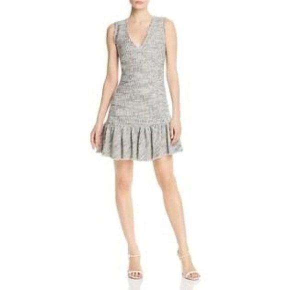 Rebecca Taylor‎ Sleeveless Tweed Ruffle Hem Sheath Dress Size 8 - Picture 2 of 13